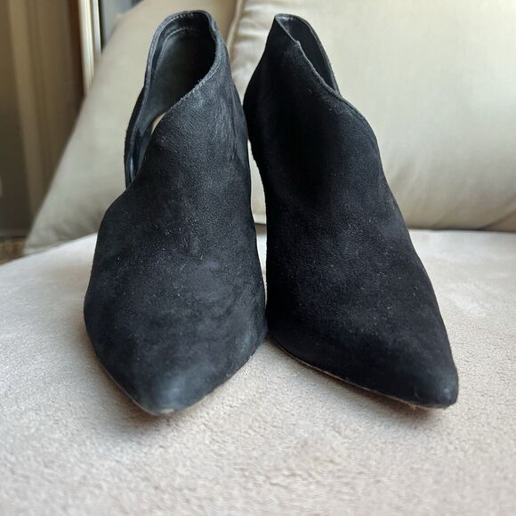 Schutz Black Suede Wrap Stiletto Heel Pump Booties Women 6.5 B Chic Sexy Minimal - Picture 8 of 14